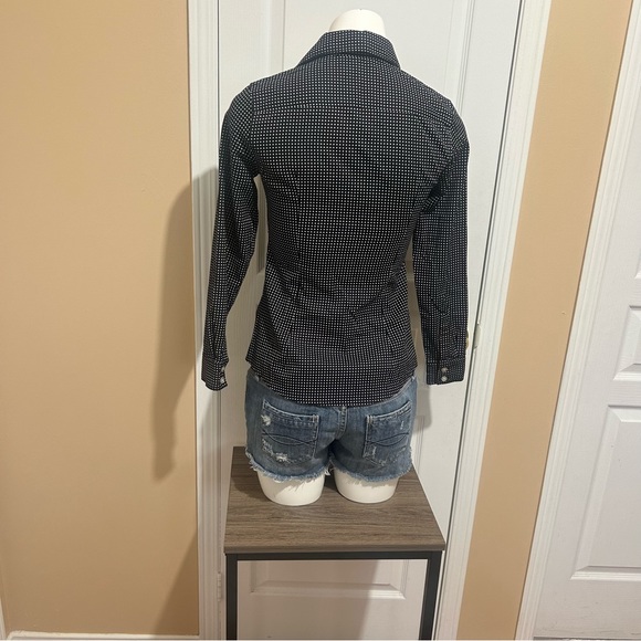 BANANA REPUBLIC POLKA DOT WOMEN DRESS SHIRT BLACK AND WHITE IN SIZE 0 - Picture 4 of 7